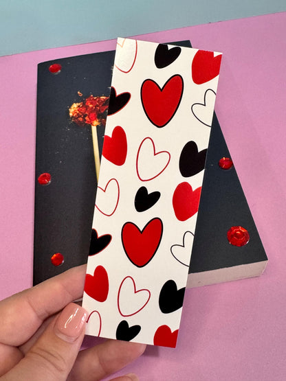 Red & Black Hearts Laminated Bookmark | Queen of Hearts