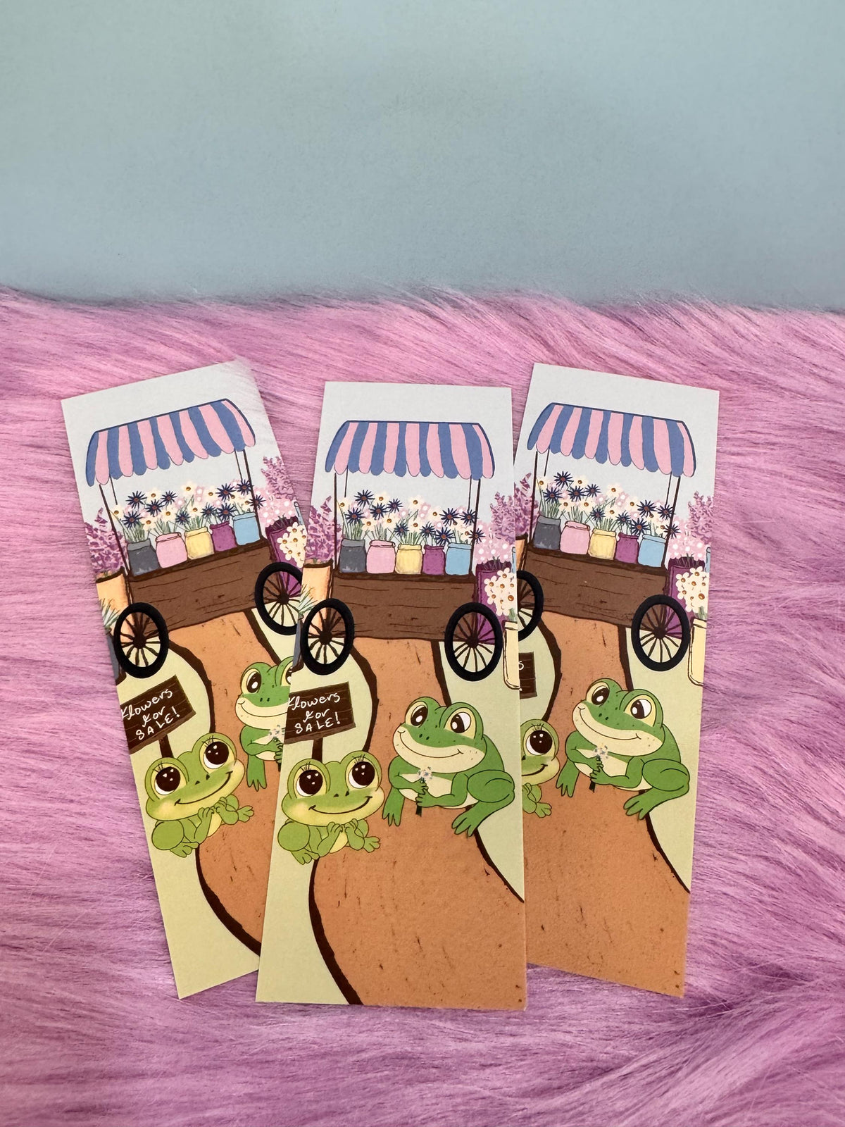 Frog Bookmark | Flower Cart Date | Laminated 2 × 6