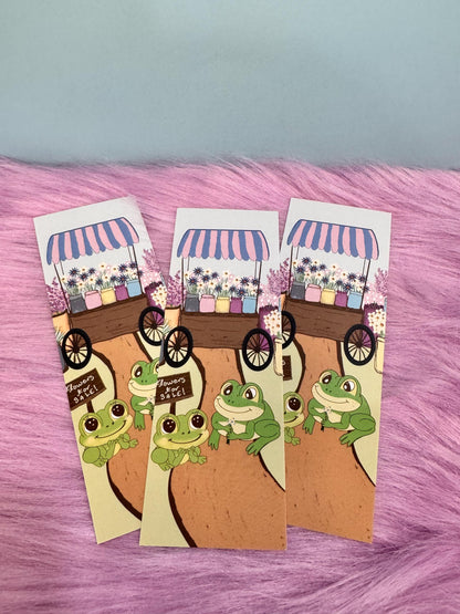 Frog Bookmark | Flower Cart Date | Laminated 2 × 6