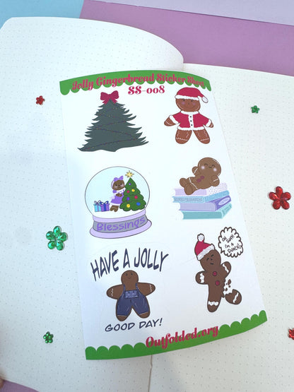 Winter Season Holiday Planner Stickers Featuring Gingerbread Men and Women- Sticker Sheet