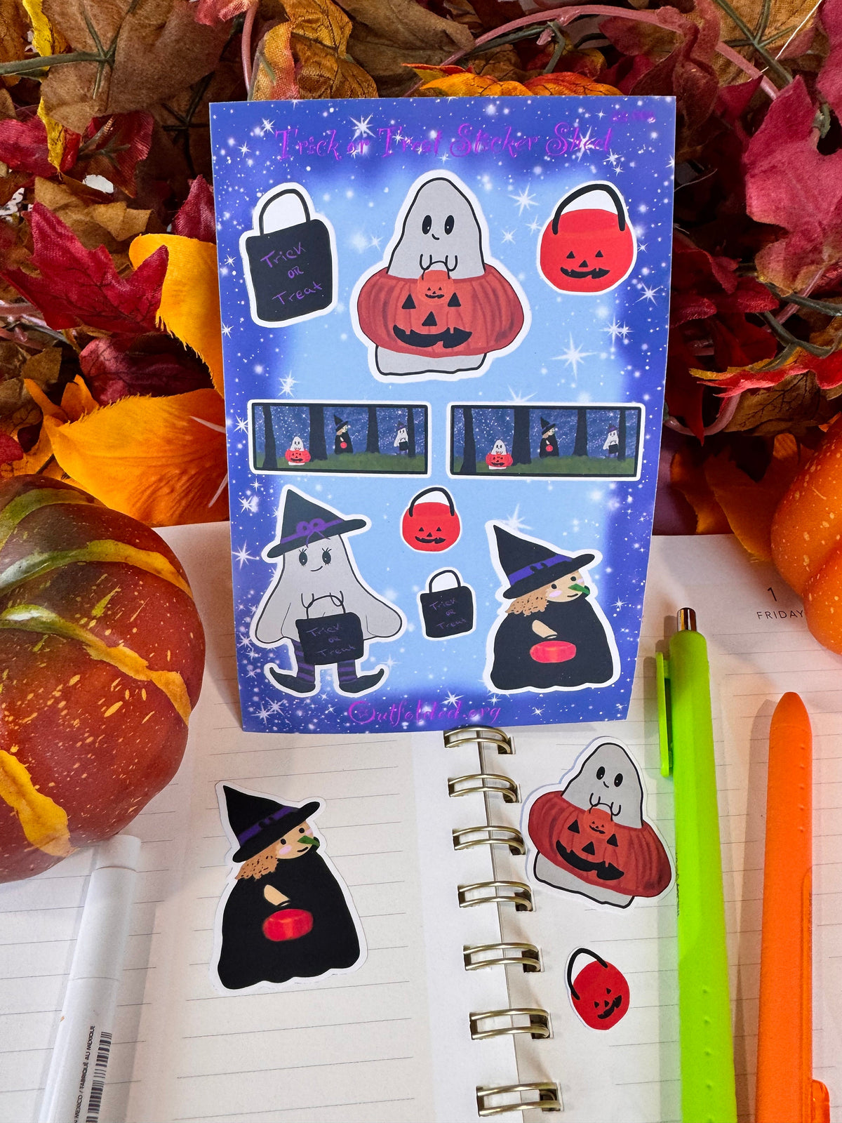 Halloween Trick-or-Treating Buddies Sticker Sheet | 9 Stickers