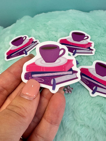 Coffee & Books Sticker | Hand-Drawn Vinyl Decal