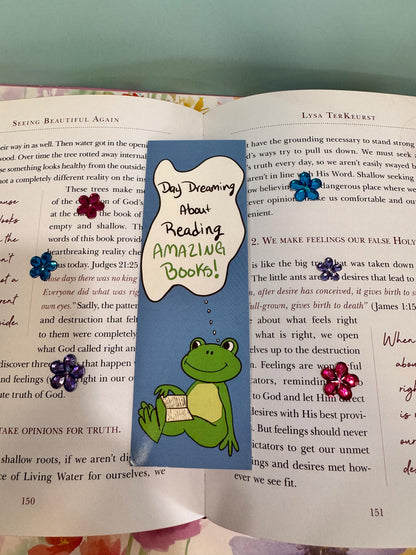Frog Bookmark | Book Lover & Dreamer | Laminated 2 × 6