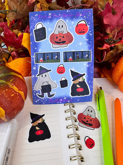 Halloween Trick-or-Treating Buddies Sticker Sheet | 9 Stickers