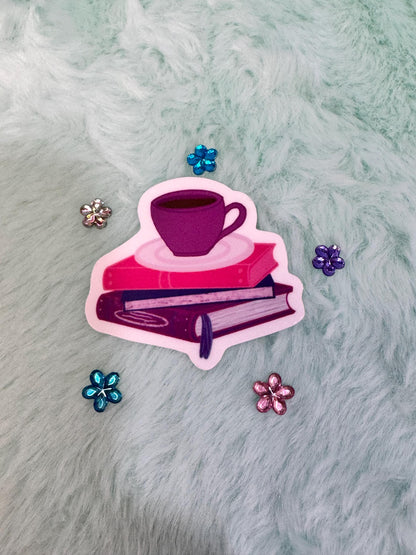 Coffee & Books Sticker | Hand-Drawn Vinyl Decal