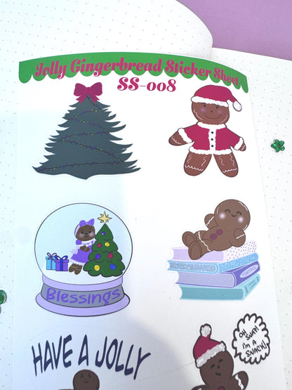 Winter Season Holiday Planner Stickers Featuring Gingerbread Men and Women- Sticker Sheet