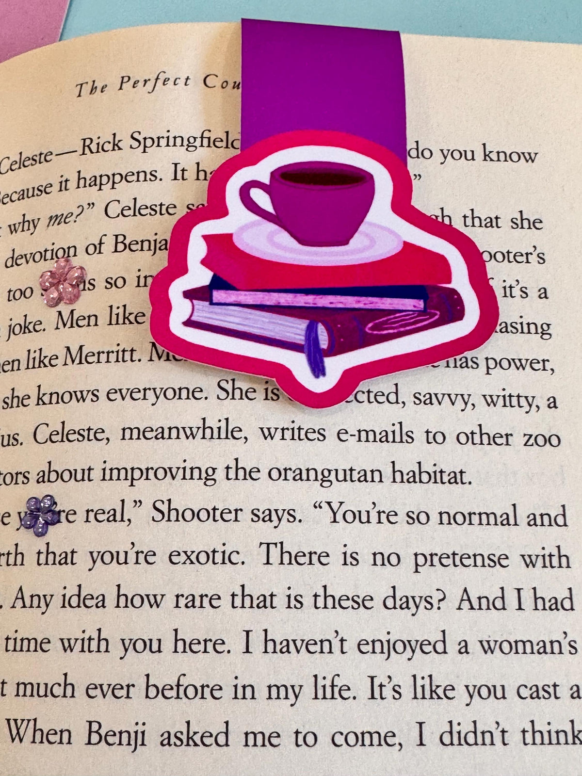 Book Stack & Coffee Magnetic Bookmark