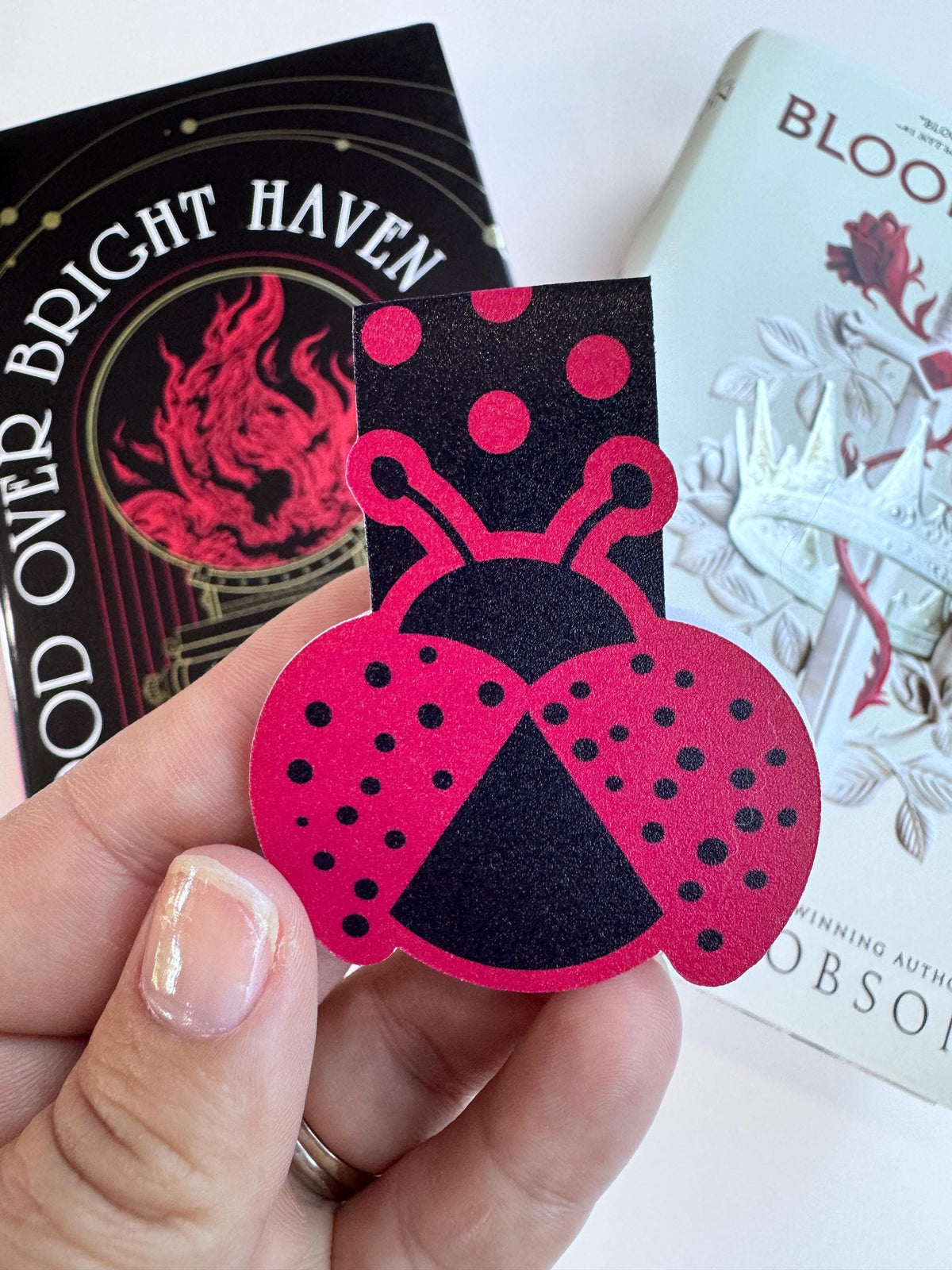 Whimsical Lady Bug Magnetic Bookmark – Handmade & Unique