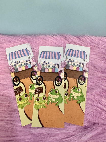 Frog Bookmark | Flower Cart Date | Laminated 2 × 6