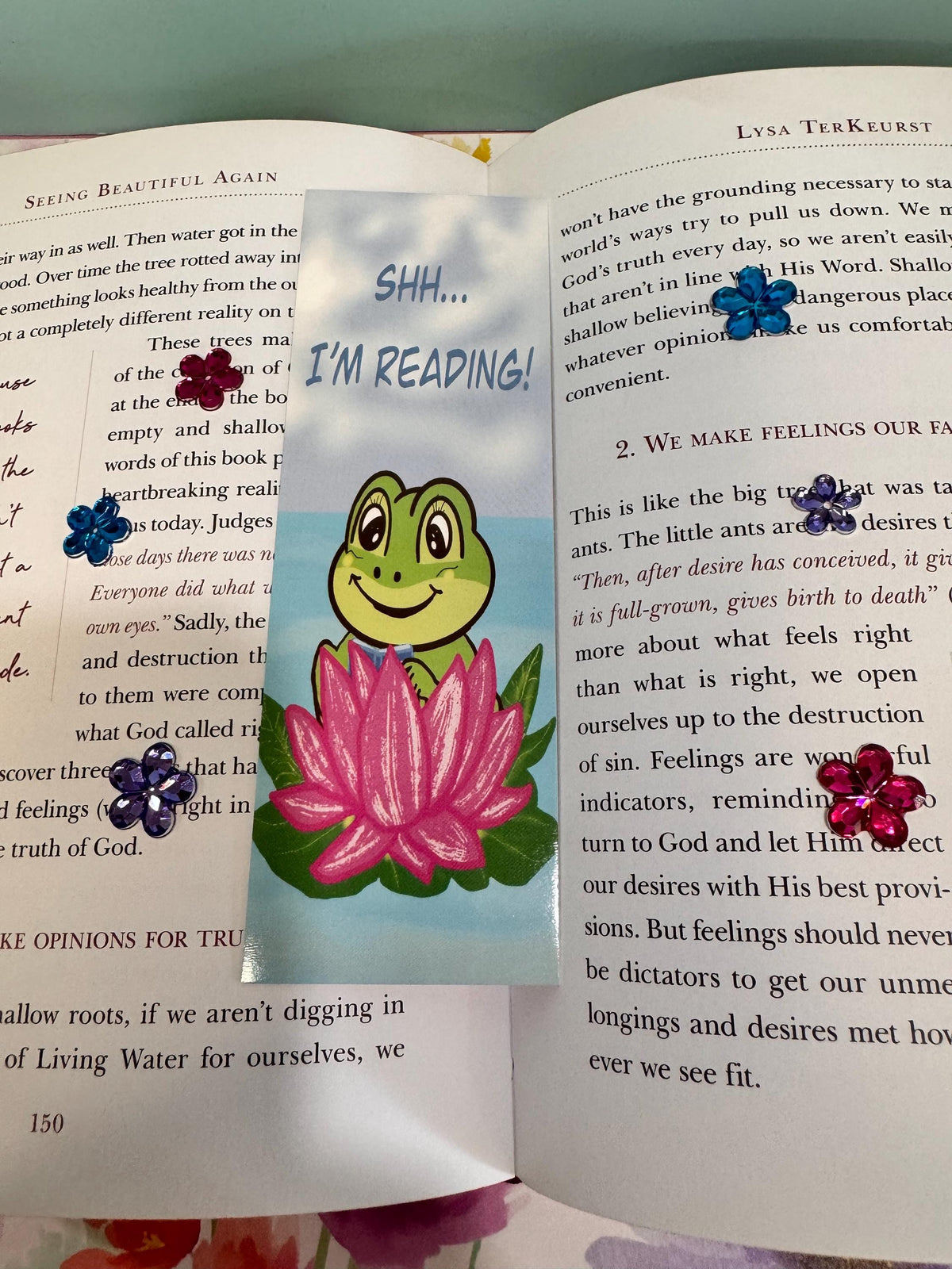 Frog Bookmark | Shh, I'm Reading | Laminated 2 × 6