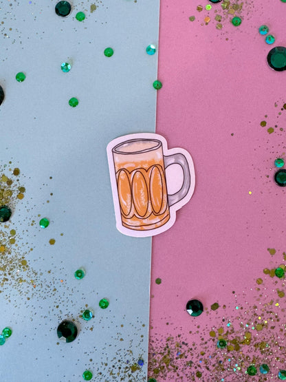 Mug of Beer Sticker, Cheers Laminated or Matte Sticker For Planners, Journals, Agendas