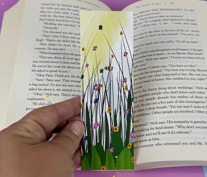 Bumblebee & Wildflower Meadow Laminated Bookmark