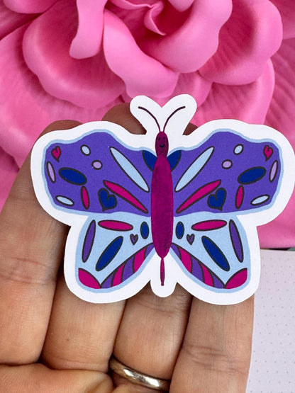 Purple Butterfly Sticker | Hand-Drawn Vinyl Sticker