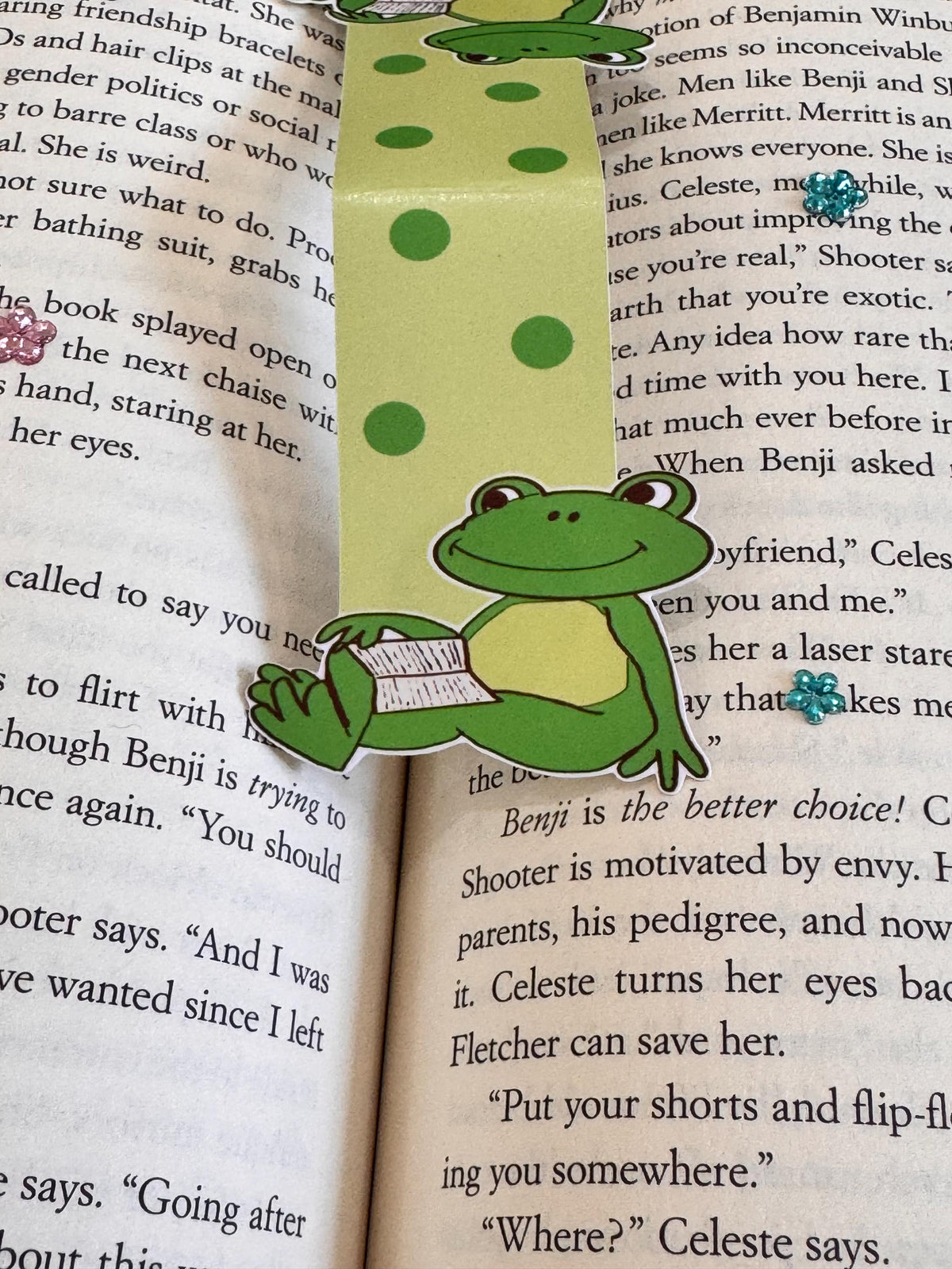 Mr. Downtime Reading Frog Magnetic Bookmark