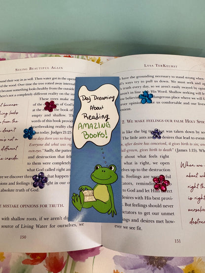 Frog Bookmark | Book Lover & Dreamer | Laminated 2 × 6