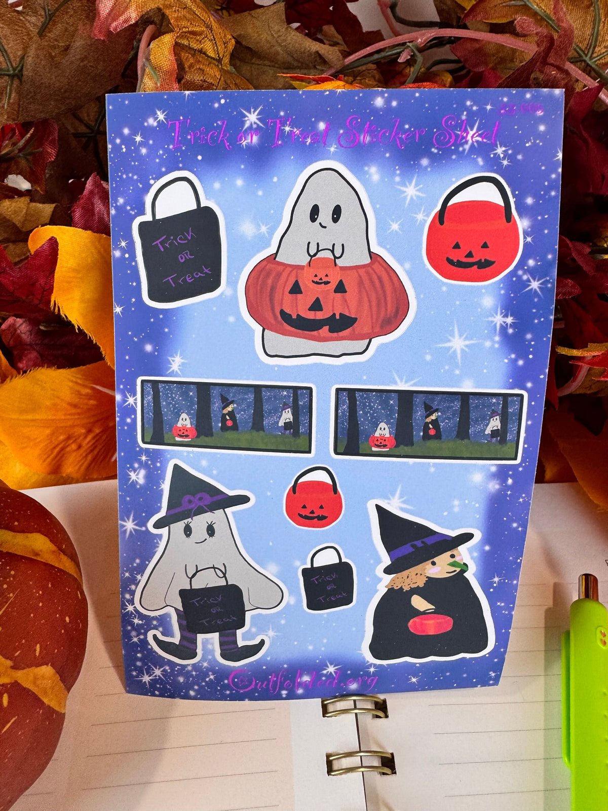 Halloween Trick-or-Treating Buddies Sticker Sheet | 9 Stickers