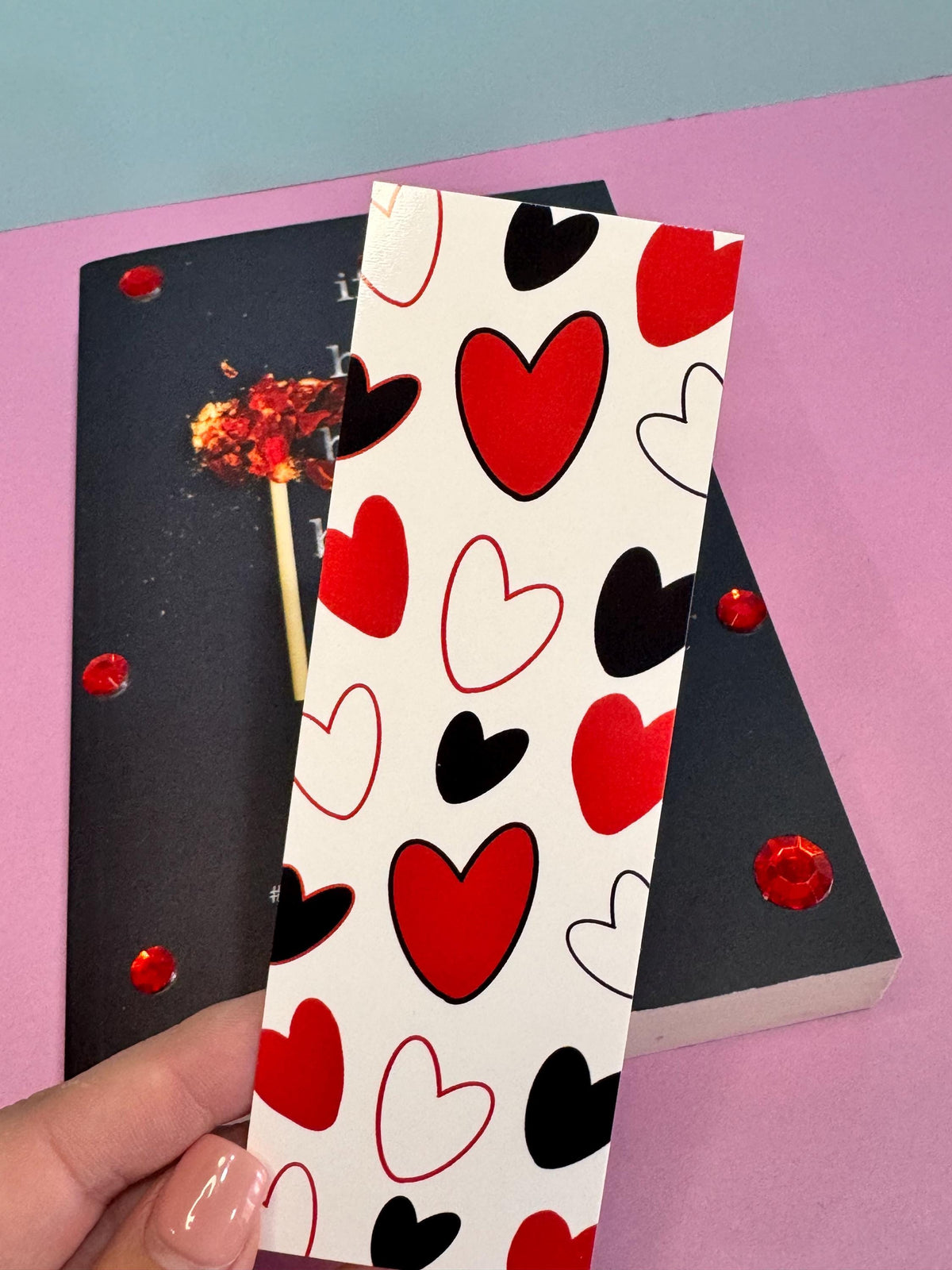 Red & Black Hearts Laminated Bookmark | Queen of Hearts