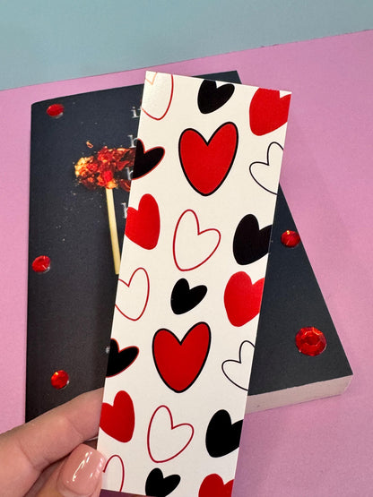Red & Black Hearts Laminated Bookmark | Queen of Hearts