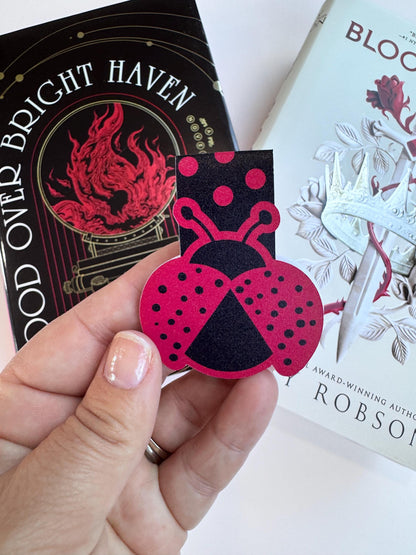 Whimsical Lady Bug Magnetic Bookmark – Handmade & Unique