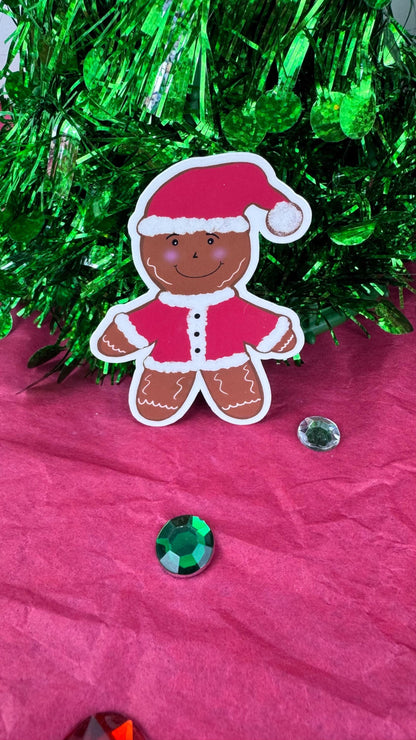 Gingerbread Man Santa Sticker | Hand Drawn Christmas Sticker | Holiday Vinyl Sticker | Laminated | Winter Planner & Gift Sticker