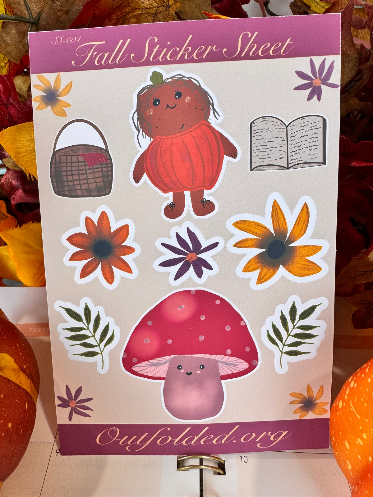 Fall Cute Characters Sticker Sheet, 4x6 Sheet with 9 Stickers