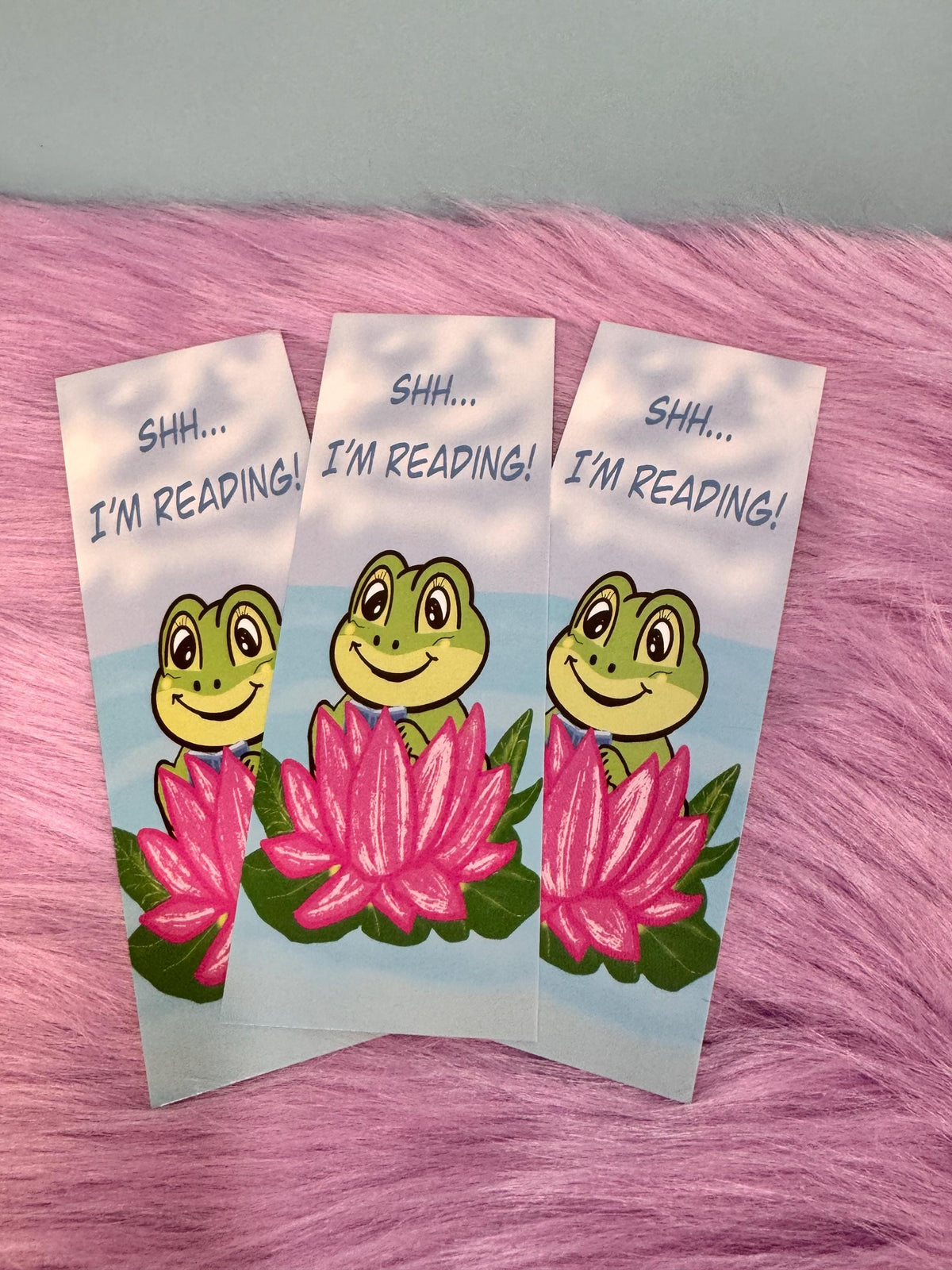Frog Bookmark | Shh, I'm Reading | Laminated 2 × 6
