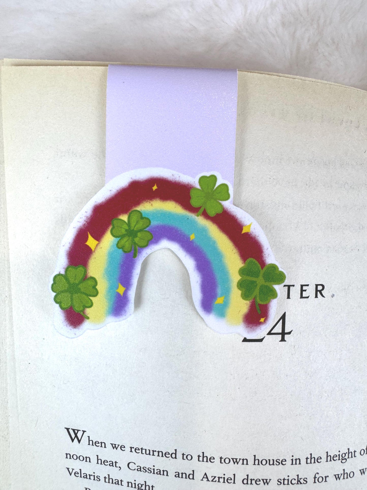 Rainbow and Lucky Clover Magnetic Bookmark
