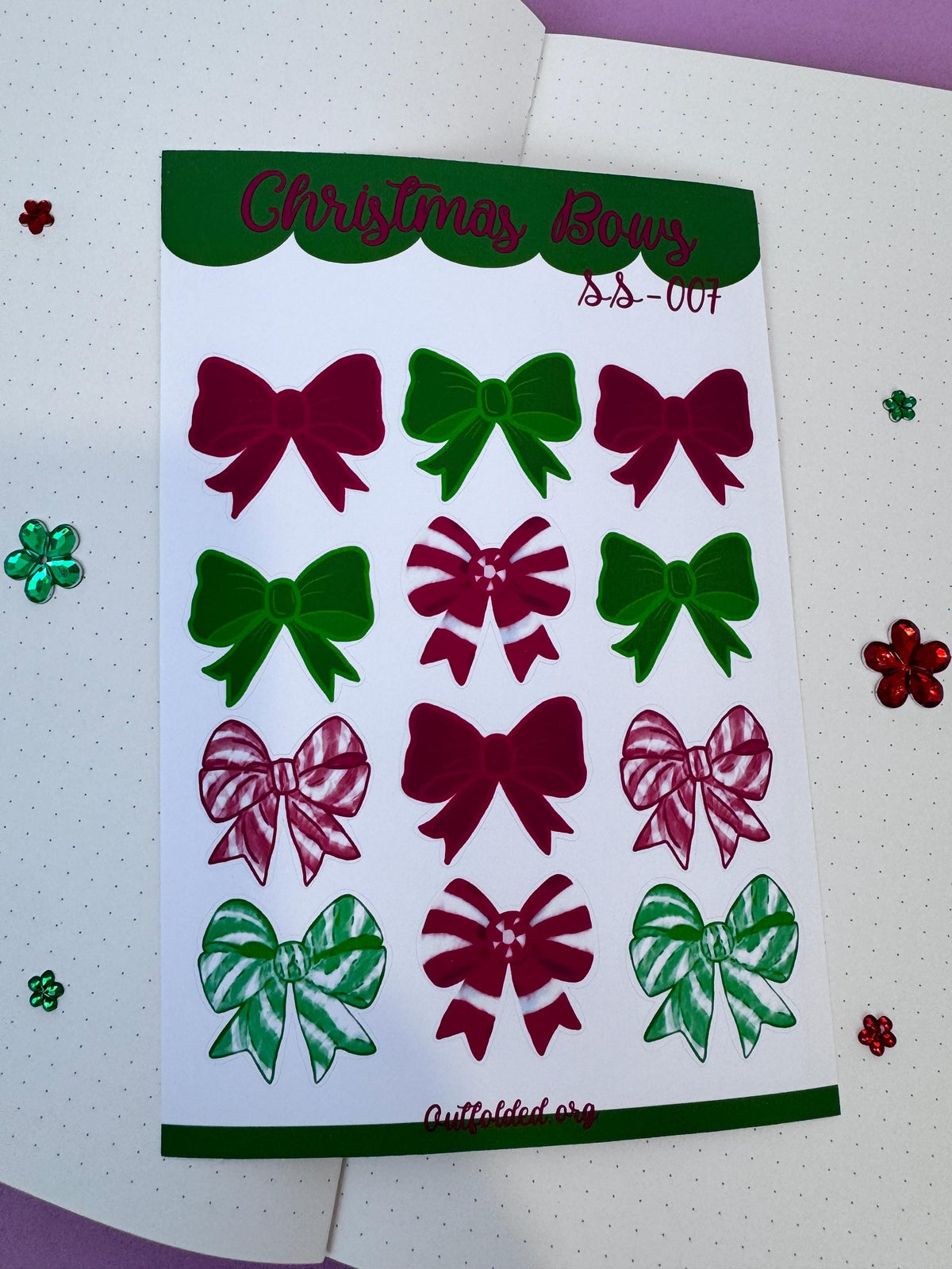 Pretty Bows Sticker Sheet | Christmas Planner Stickers