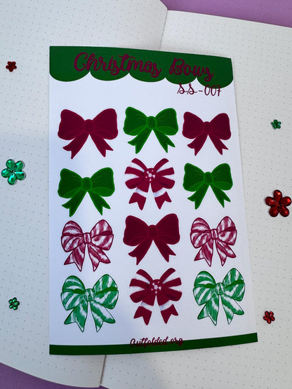 Pretty Bows Sticker Sheet | Christmas Planner Stickers