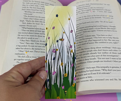 Bumblebee & Wildflower Meadow Laminated Bookmark