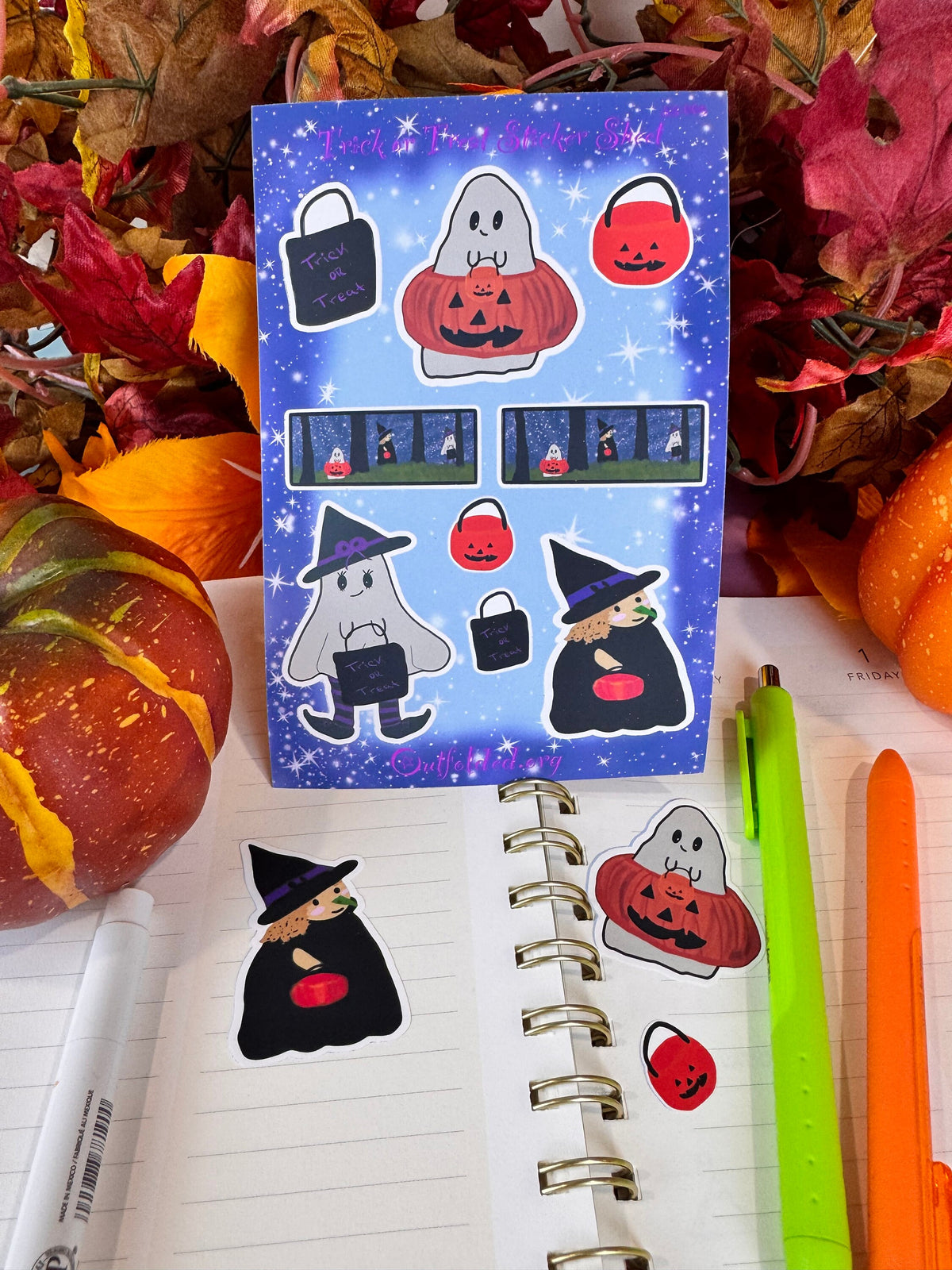 Halloween Trick-or-Treating Buddies Sticker Sheet | 9 Stickers