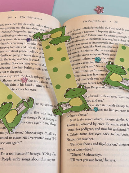 Mr. Downtime Reading Frog Magnetic Bookmark
