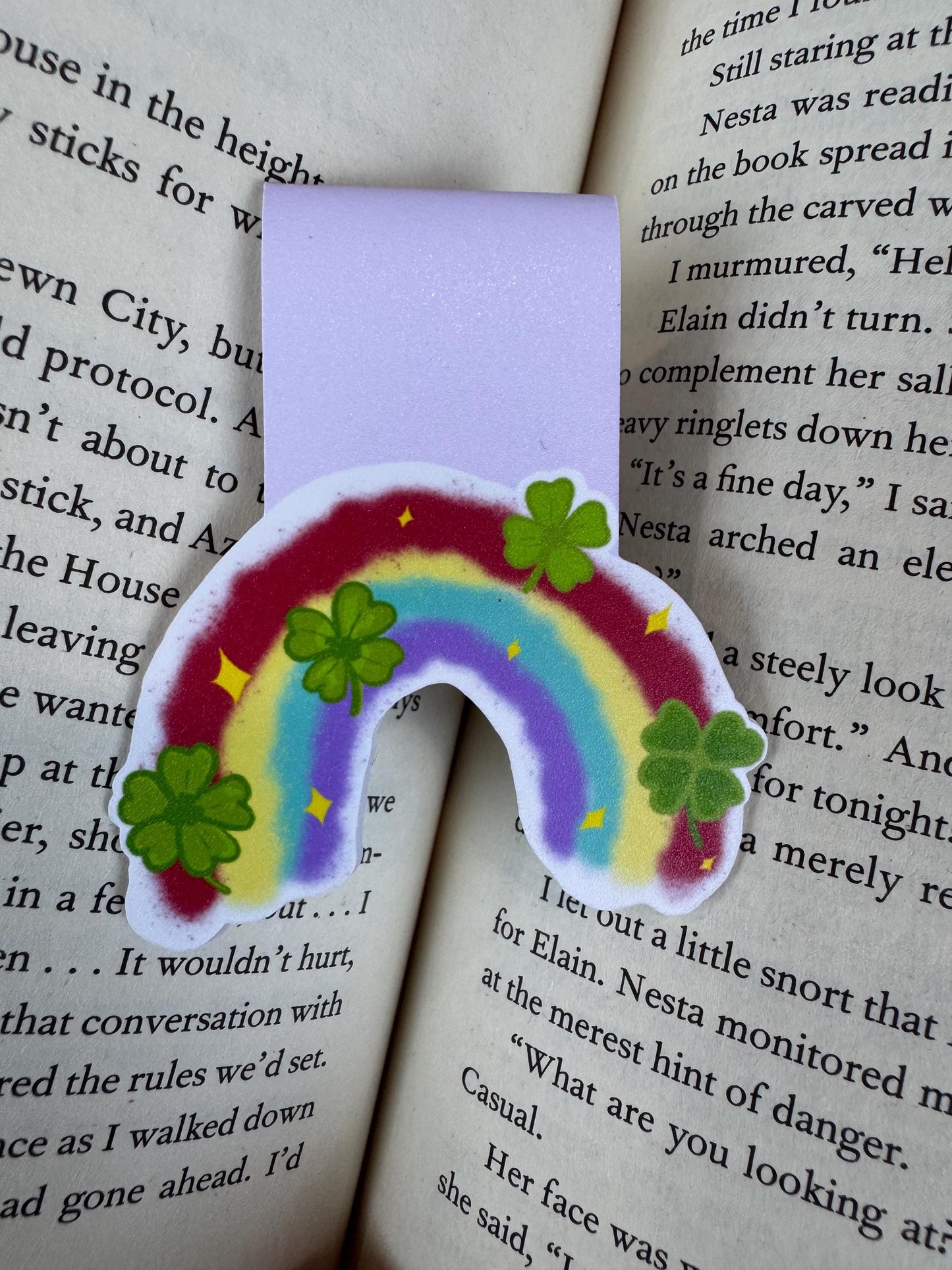 Rainbow and Lucky Clover Magnetic Bookmark