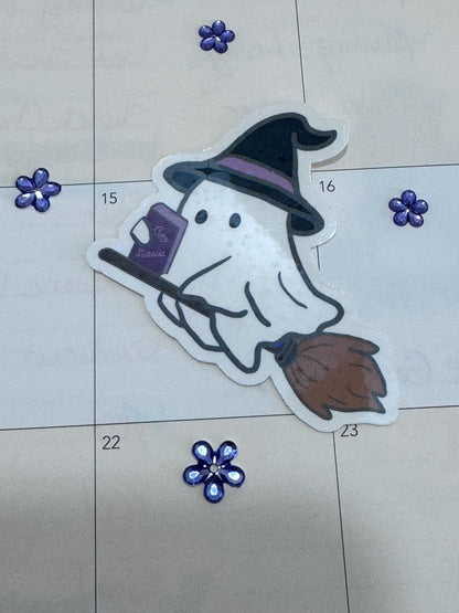 Reading Ghost Holographic Sticker | Bookish Halloween Sticker