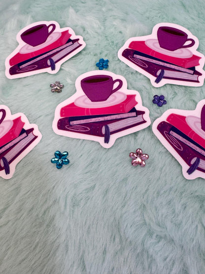 Coffee & Books Sticker | Hand-Drawn Vinyl Decal