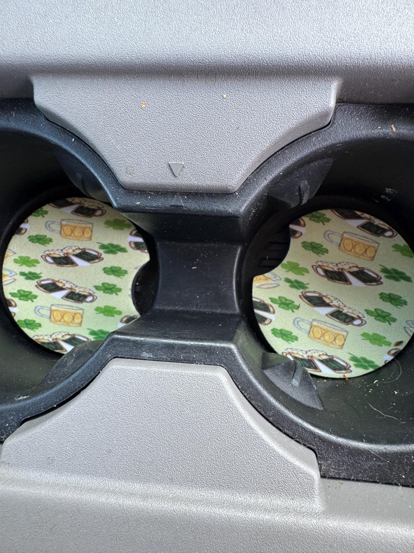 St. Patrick's Day Car Coasters | Beer Mug Four Leaf Clover Design | Set of 2