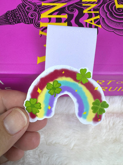 Rainbow and Lucky Clover Magnetic Bookmark