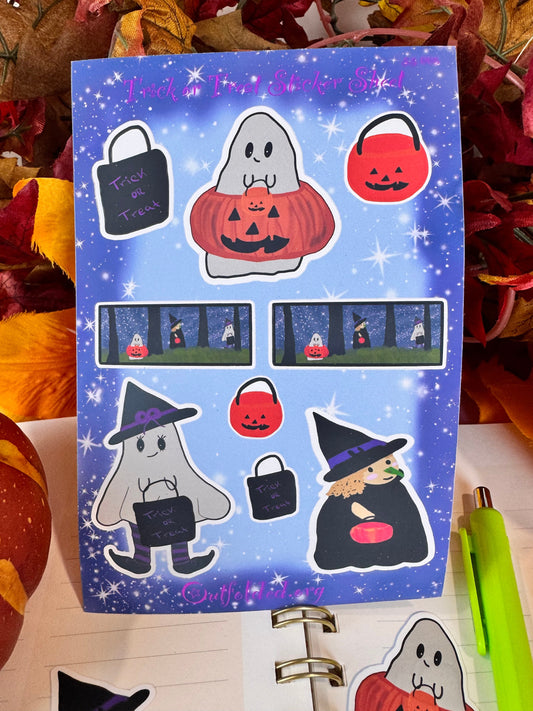 Halloween Trick-or-Treating Buddies Sticker Sheet | 9 Stickers