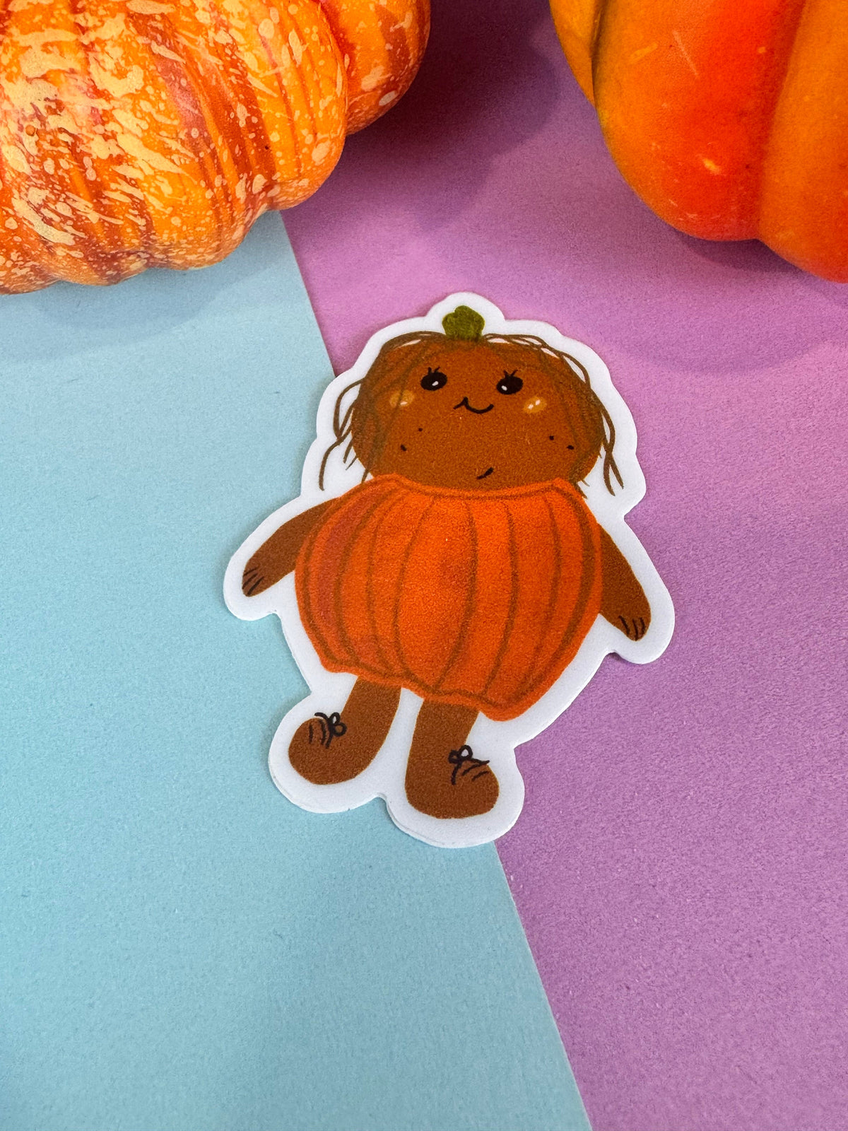 Kawaii Potato Dressed As A Pumpkin Costume Die Cut Sticker | Hand Drawn Original Art | Handmade Vinyl Sticker