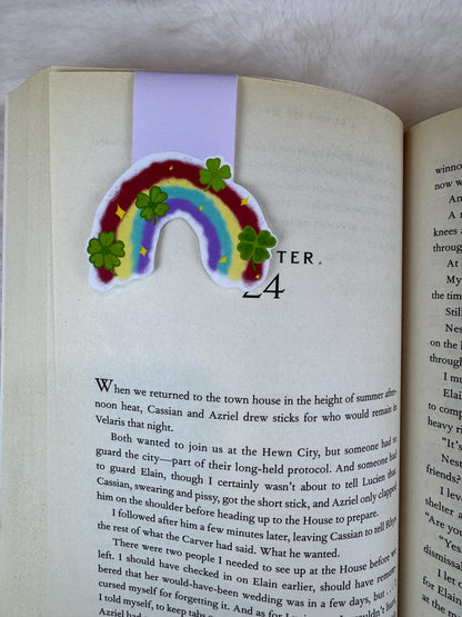 Rainbow and Lucky Clover Magnetic Bookmark