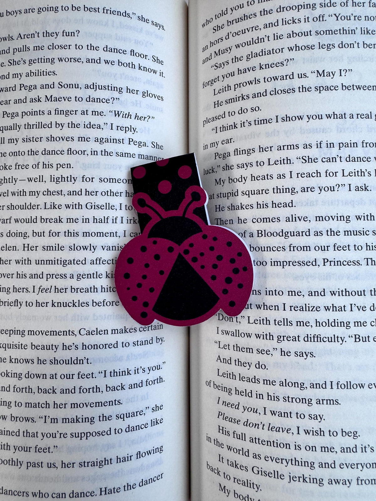 Whimsical Lady Bug Magnetic Bookmark – Handmade & Unique