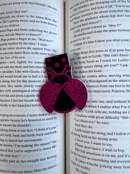 Whimsical Lady Bug Magnetic Bookmark – Handmade & Unique