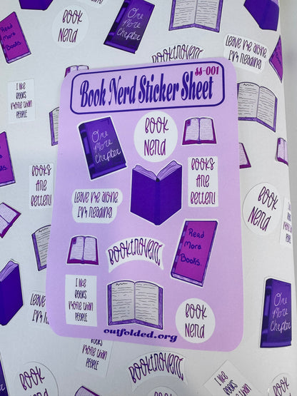 Planner Sticker Sheet Of Pink and Purple Bookish Stickers, Book Lover Stickers, For Readers, Book Nerd