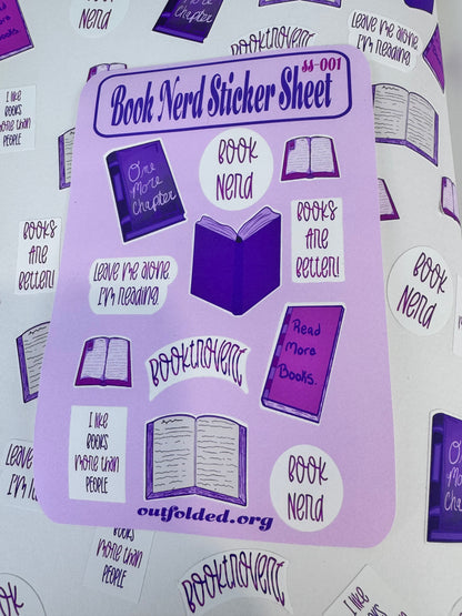 Planner Sticker Sheet Of Pink and Purple Bookish Stickers, Book Lover Stickers, For Readers, Book Nerd