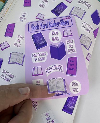 Planner Sticker Sheet Of Pink and Purple Bookish Stickers, Book Lover Stickers, For Readers, Book Nerd