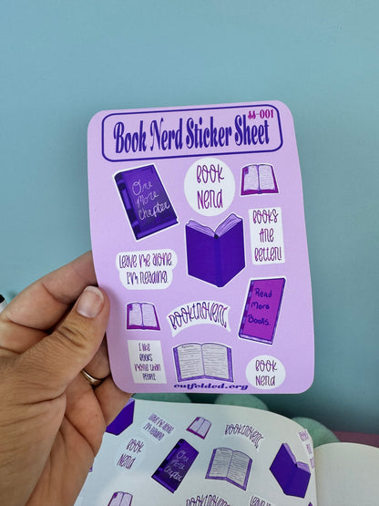 Planner Sticker Sheet Of Pink and Purple Bookish Stickers, Book Lover Stickers, For Readers, Book Nerd