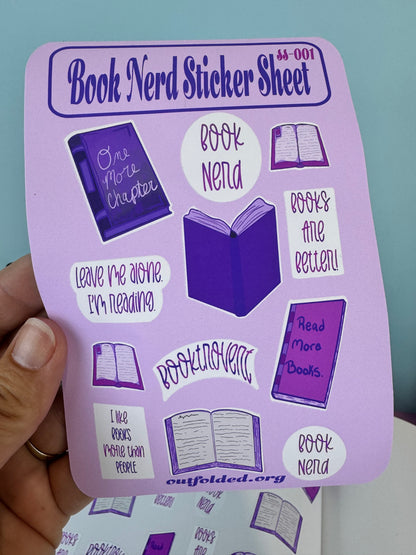 Planner Sticker Sheet Of Pink and Purple Bookish Stickers, Book Lover Stickers, For Readers, Book Nerd