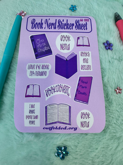 Planner Sticker Sheet Of Pink and Purple Bookish Stickers, Book Lover Stickers, For Readers, Book Nerd