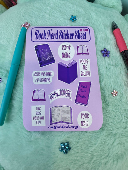 Planner Sticker Sheet Of Pink and Purple Bookish Stickers, Book Lover Stickers, For Readers, Book Nerd