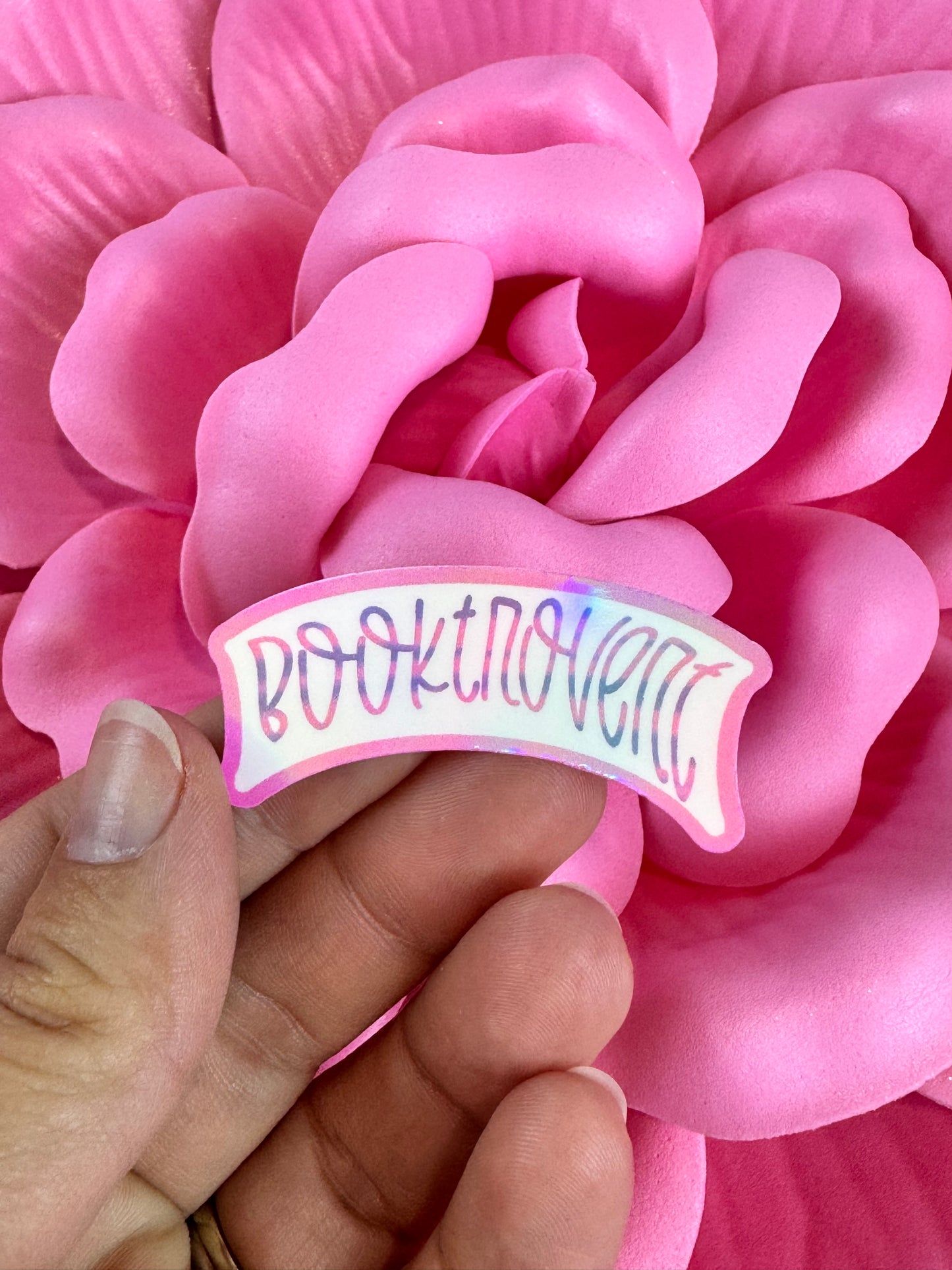 Booktrovert Bookish Vinyl Sticker, Matte or Rainbow Holographic, Easy Peel Die Cut Sticker, For Readers, Book Lovers